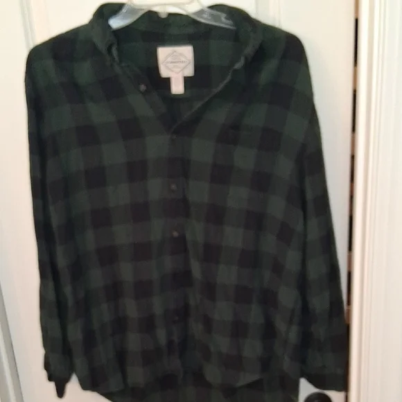 St. John's Bay Green and Black Checkered Shirt - Picture 3 of 4